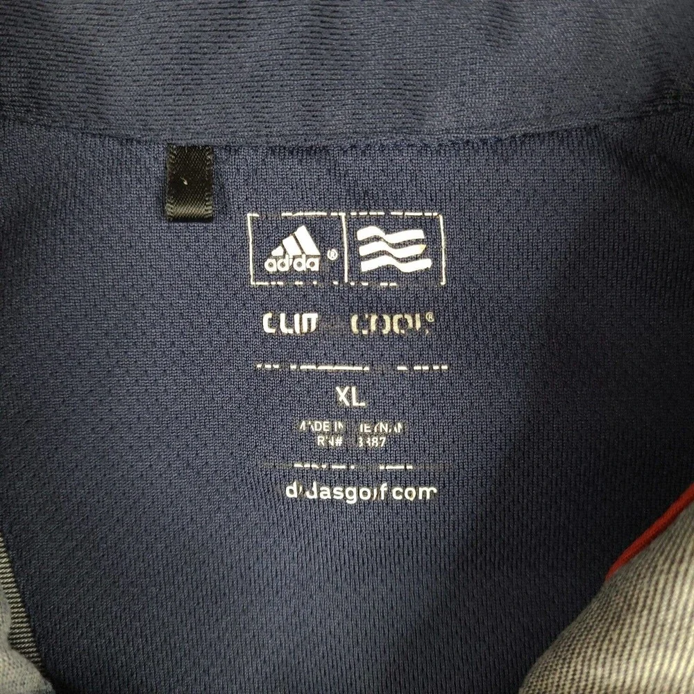 Adidas Polo Shirt Mens XL Gray Golf Climacool Short Sleeve Logo Stretch Striped‎